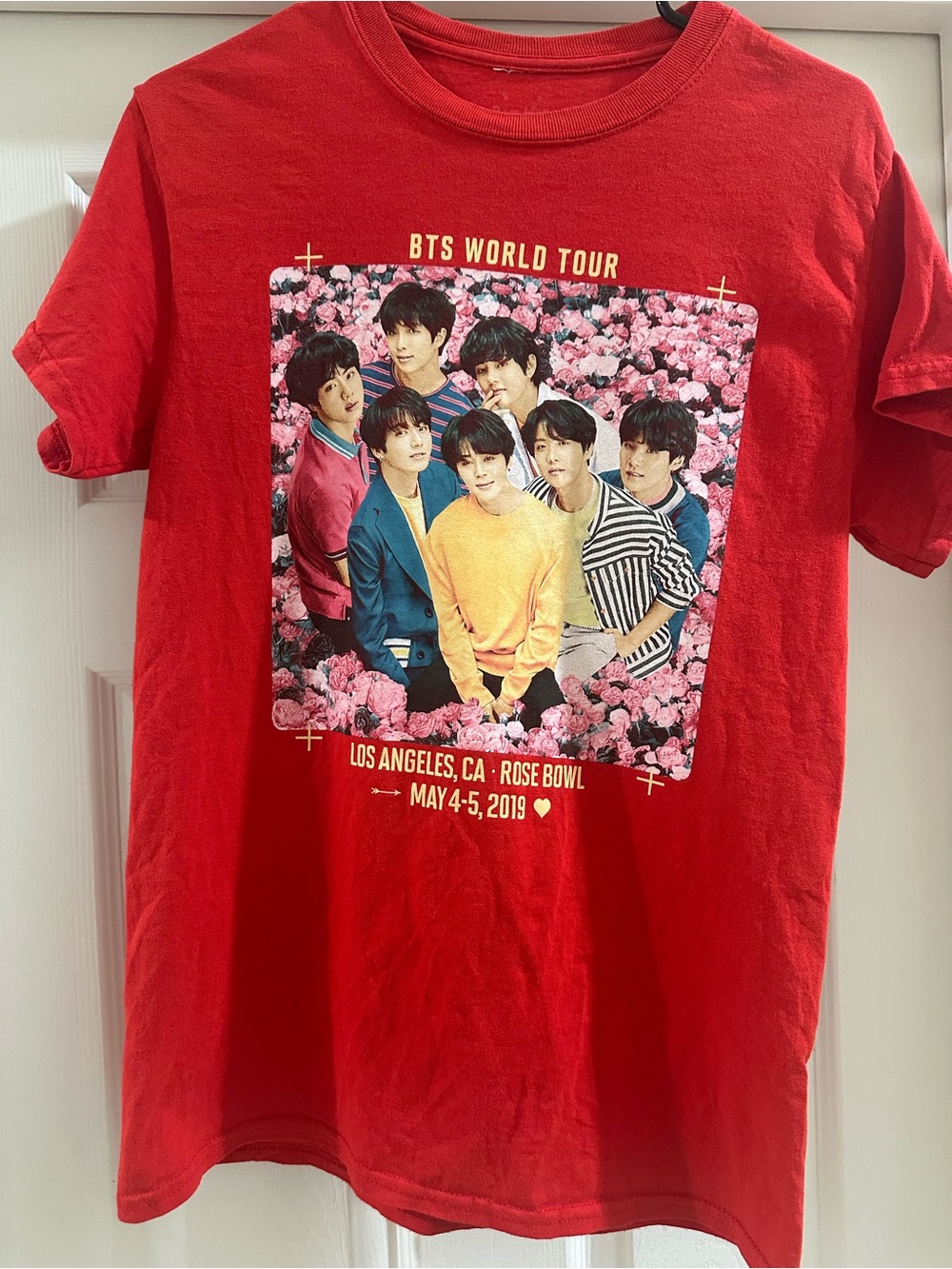 Official red BTS World Tour "Love Yourself: Speak Yourself" concert t-shirt